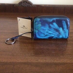 Patricia Nash Leather Card Wallet Keychain